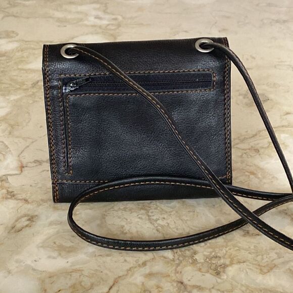 Delane Leather Compact Leather Wallet w/ Cross Body Strap - Picture 5 of 17